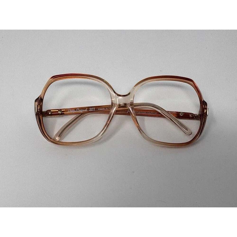 Vintage American Optical AO207 Eyeglass Frames Only 50-17-130 Amber USA